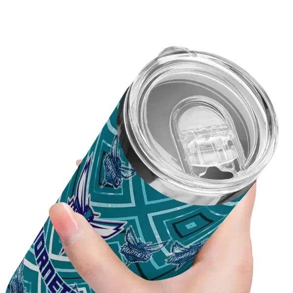 personalized charlotte hornets zipper leopard teal skinny tumbler high quality.webp