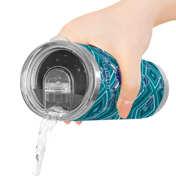 personalized charlotte hornets zipper leopard teal skinny tumbler latest model.webp