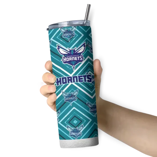 personalized charlotte hornets zipper leopard teal skinny tumbler premium grade.webp