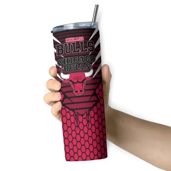 personalized chicago bulls chevron stripes red skinny tumbler premium grade.webp