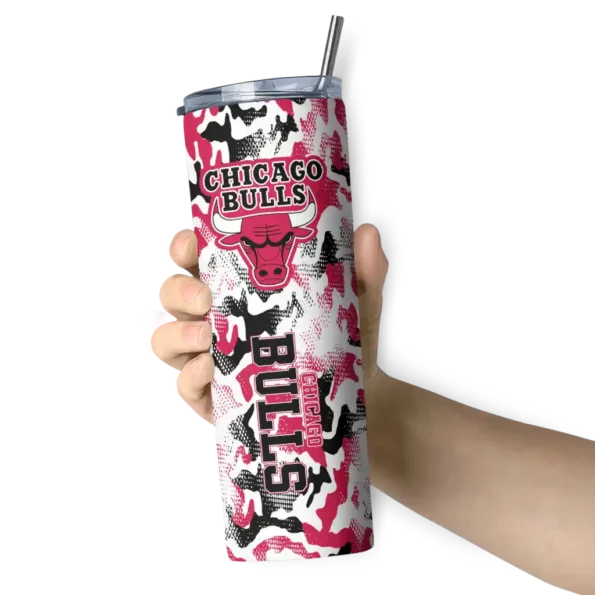 personalized chicago bulls claw marks red white skinny tumbler premium grade.webp