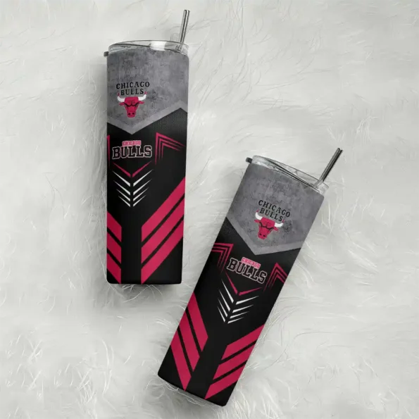 personalized chicago bulls hexagon honeycomb red black skinny tumbler top rated.webp
