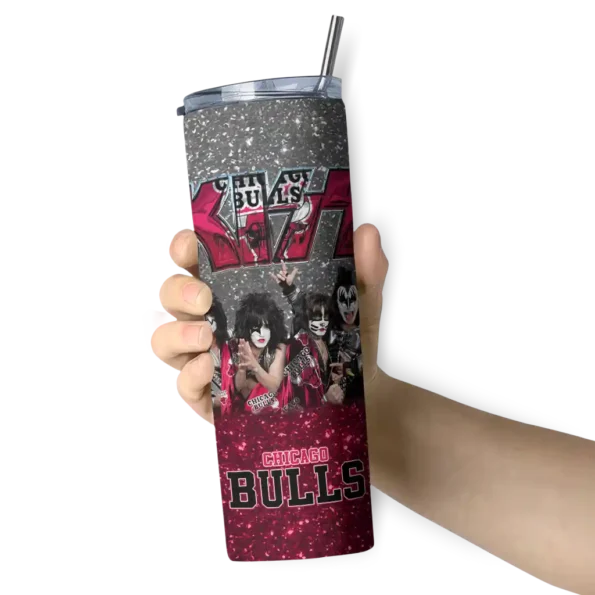 personalized chicago bulls kiss band black skinny tumbler premium grade.webp