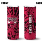 personalized chicago bulls metallic grid red skinny tumbler best selling 1.webp