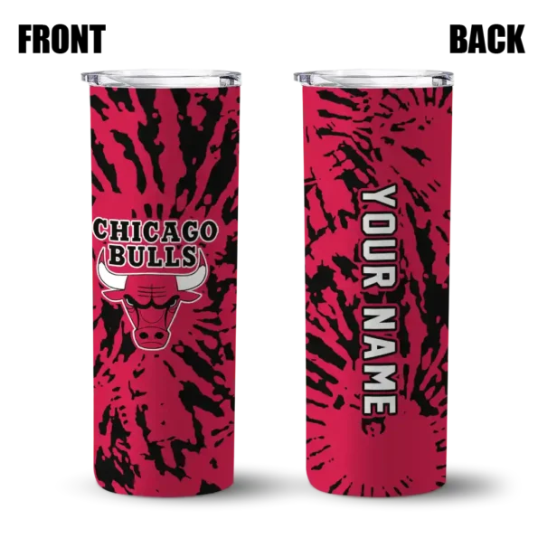 personalized chicago bulls metallic grid red skinny tumbler fashion forward.webp