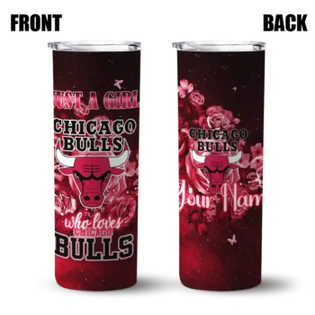 personalized chicago bulls rose romance red black skinny tumbler fashion forward.webp