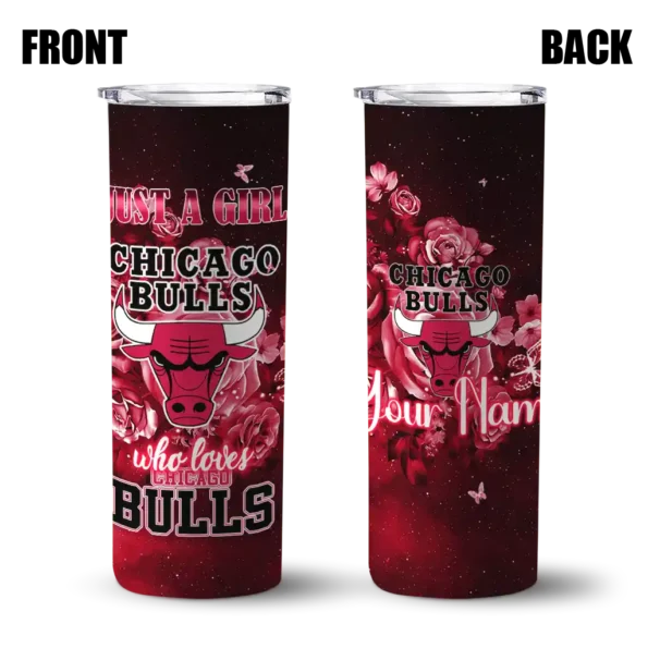 personalized chicago bulls rose romance red black skinny tumbler fashion forward.webp
