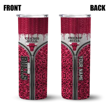 personalized chicago bulls sparkle drip red skinny tumbler fashion forward.webp