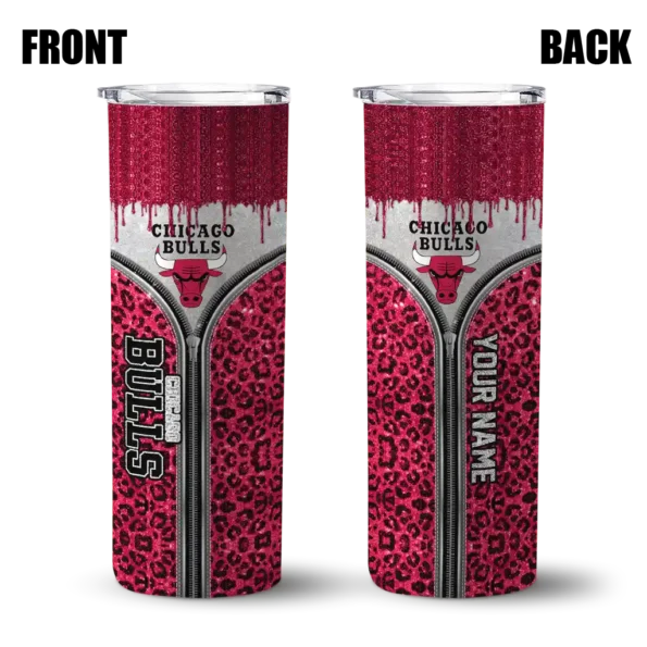personalized chicago bulls sparkle drip red skinny tumbler fashion forward.webp