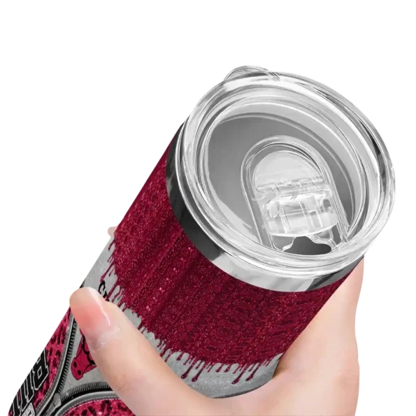 personalized chicago bulls sparkle drip red skinny tumbler high quality.webp