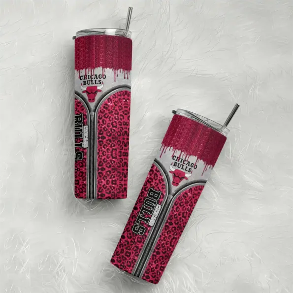 personalized chicago bulls sparkle drip red skinny tumbler top rated.webp