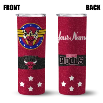 personalized chicago bulls star cluster red skinny tumbler fashion forward.webp