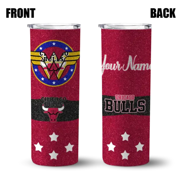 personalized chicago bulls star cluster red skinny tumbler fashion forward.webp