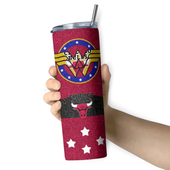 personalized chicago bulls star cluster red skinny tumbler premium grade.webp