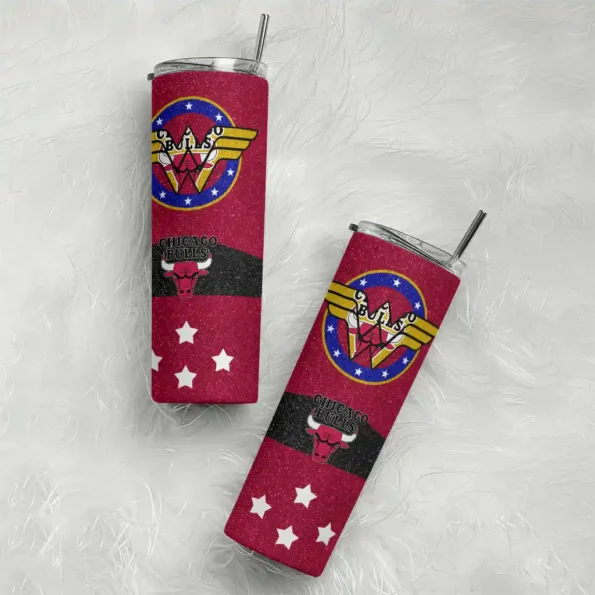 personalized chicago bulls star cluster red skinny tumbler top rated.webp