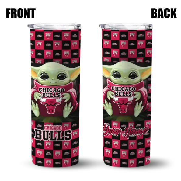 personalized chicago bulls yoda cozy red black skinny tumbler fashion forward.webp