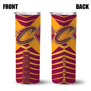 personalized cleveland cavaliers camo texture wine skinny tumbler fashion forward.webp