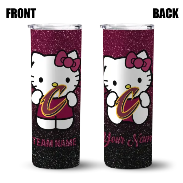 personalized cleveland cavaliers hello kitty wine black skinny tumbler fashion forward.webp