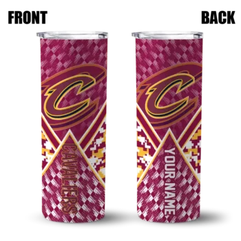 personalized cleveland cavaliers monogram burst wine white skinny tumbler fashion forward.webp
