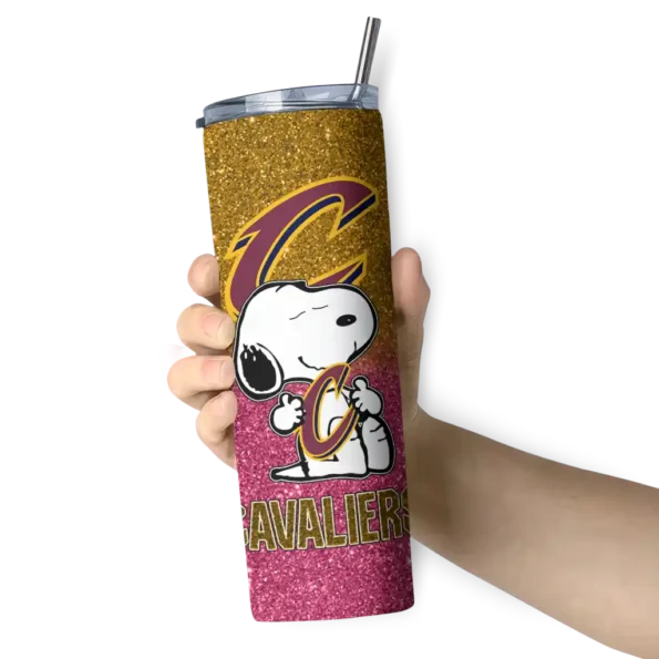personalized cleveland cavaliers snoopy attitude wine skinny tumbler premium grade.webp
