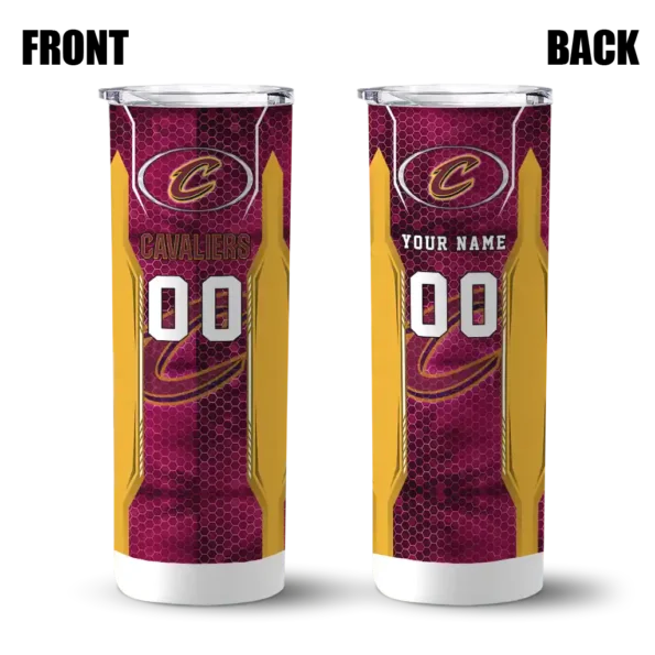 personalized cleveland cavaliers stacked diamond wine skinny tumbler fashion forward.webp