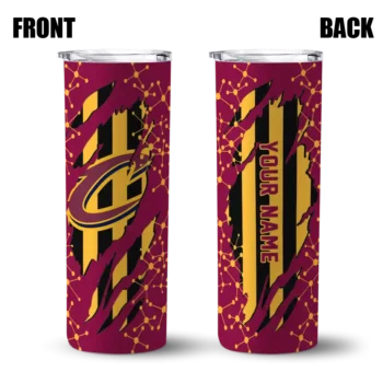 personalized cleveland cavaliers star pop wine black skinny tumbler fashion forward.webp