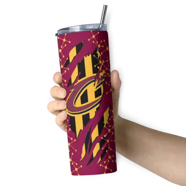 personalized cleveland cavaliers star pop wine black skinny tumbler premium grade.webp