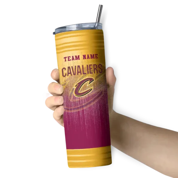 personalized cleveland cavaliers swirl texture wine skinny tumbler premium grade.webp