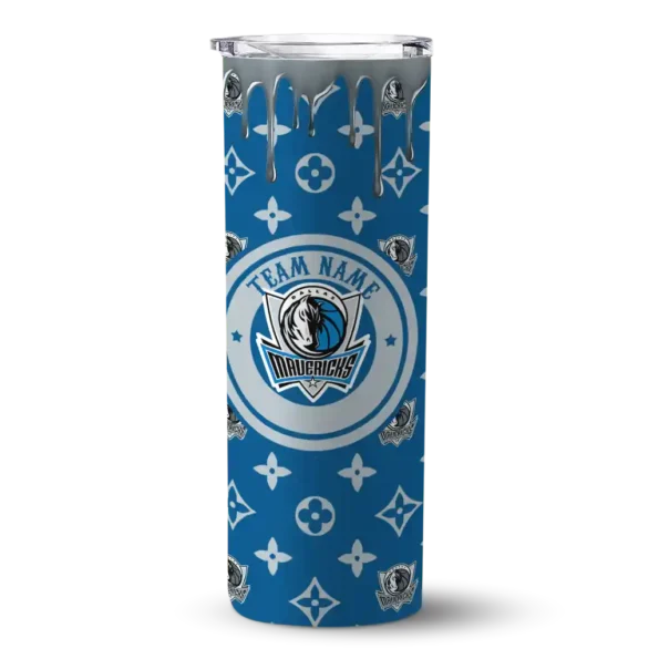 personalized dallas mavericks camo streak blue skinny tumbler best selling 1.webp