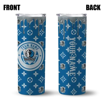 personalized dallas mavericks camo streak blue skinny tumbler fashion forward.webp