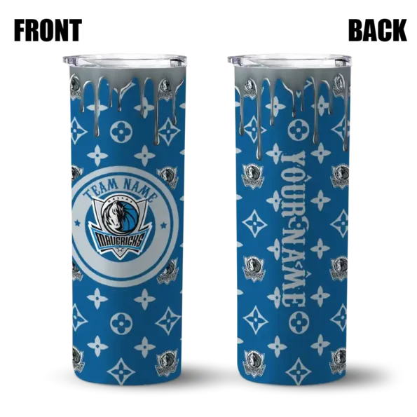 personalized dallas mavericks camo streak blue skinny tumbler fashion forward.webp