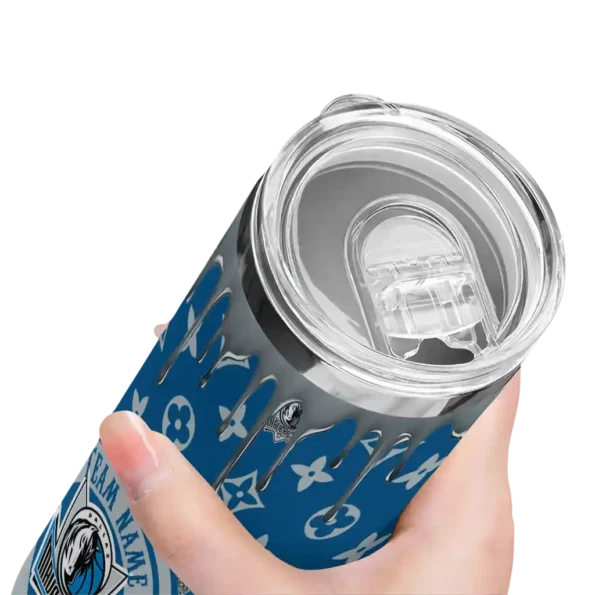 personalized dallas mavericks camo streak blue skinny tumbler high quality.webp