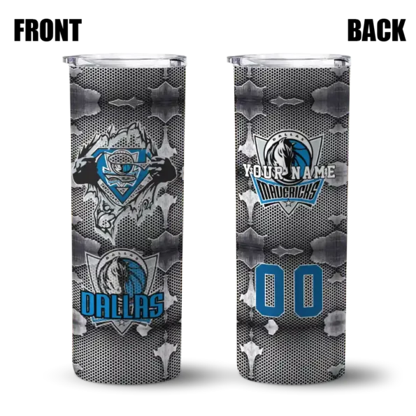 personalized dallas mavericks chevron v blue gray skinny tumbler fashion forward.webp