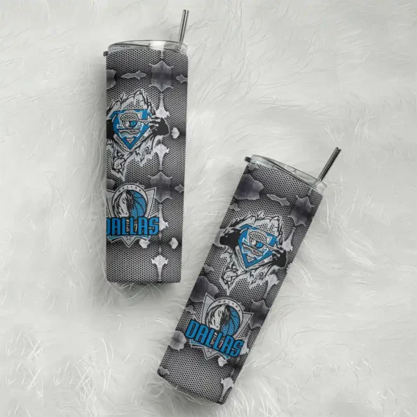 personalized dallas mavericks chevron v blue gray skinny tumbler top rated.webp