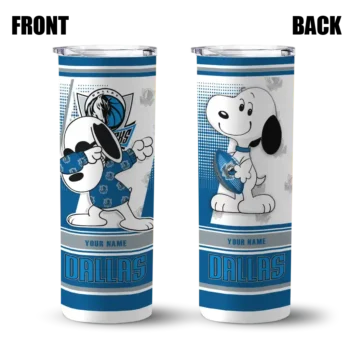 personalized dallas mavericks snoopy dog blue white skinny tumbler fashion forward.webp