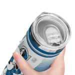 personalized dallas mavericks snoopy dog blue white skinny tumbler best selling 1.webp