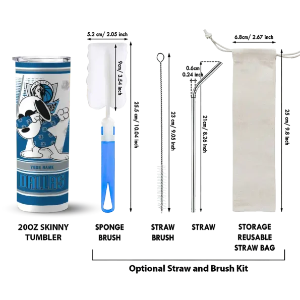 personalized dallas mavericks snoopy dog blue white skinny tumbler new arrival.webp