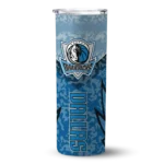 personalized dallas mavericks spiral burst print blue skinny tumbler best selling 1.webp