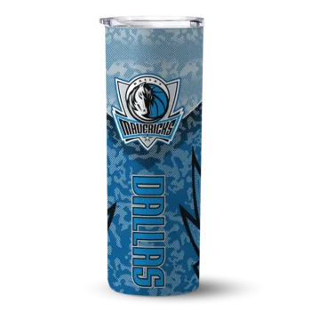 personalized dallas mavericks spiral burst print blue skinny tumbler best selling 1.webp
