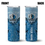 personalized dallas mavericks spiral burst print blue skinny tumbler best selling 1.webp