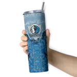 personalized dallas mavericks spiral burst print blue skinny tumbler best selling 1.webp