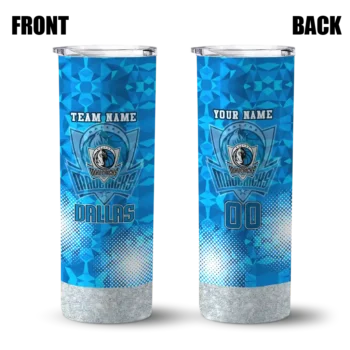 personalized dallas mavericks starburst tiles blue skinny tumbler fashion forward.webp