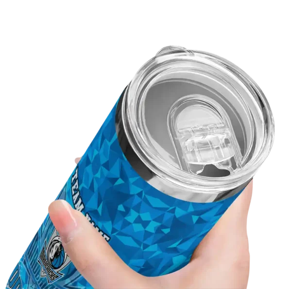 personalized dallas mavericks starburst tiles blue skinny tumbler high quality.webp