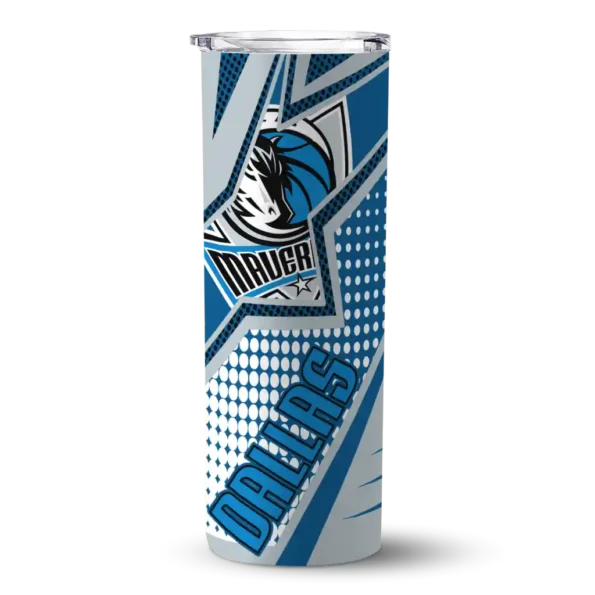 personalized dallas mavericks web stripes blue white skinny tumbler best selling 1.webp