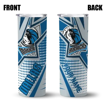 personalized dallas mavericks web stripes blue white skinny tumbler fashion forward.webp