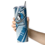 personalized dallas mavericks web stripes blue white skinny tumbler best selling 1.webp