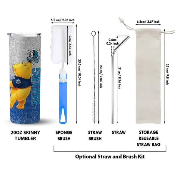 personalized dallas mavericks winnie the pooh blue gray skinny tumbler new arrival.webp