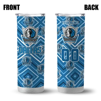 personalized dallas mavericks zipper leopard blue skinny tumbler fashion forward.webp