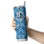 personalized dallas mavericks zipper leopard blue skinny tumbler best selling 1.webp