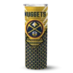 personalized denver nuggets chevron stripes blue skinny tumbler best selling 1.webp
